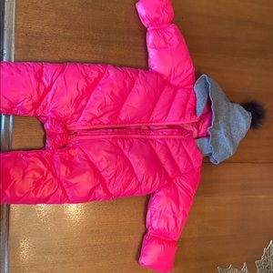 12-18 months pink snowsuit. Like new.